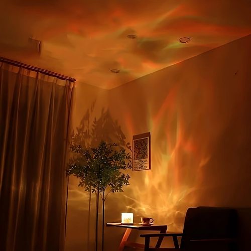 Water ripple atmosphere lamp, 16 colors adjustable touch control, remote control, USB charging, dynamic rotating water ripple, romantic fairy lamp, aurora shadow night light, creates a romantic atmosphere, suitable for weddings, proposals, parties, birthday gifts, Valentine's Day, Christmas, home decoration, bedroom decoration, birthday decorations, etc.