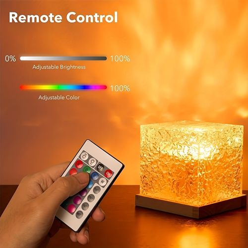 Water ripple atmosphere lamp, 16 colors adjustable touch control, remote control, USB charging, dynamic rotating water ripple, romantic fairy lamp, aurora shadow night light, creates a romantic atmosphere, suitable for weddings, proposals, parties, birthday gifts, Valentine's Day, Christmas, home decoration, bedroom decoration, birthday decorations, etc.