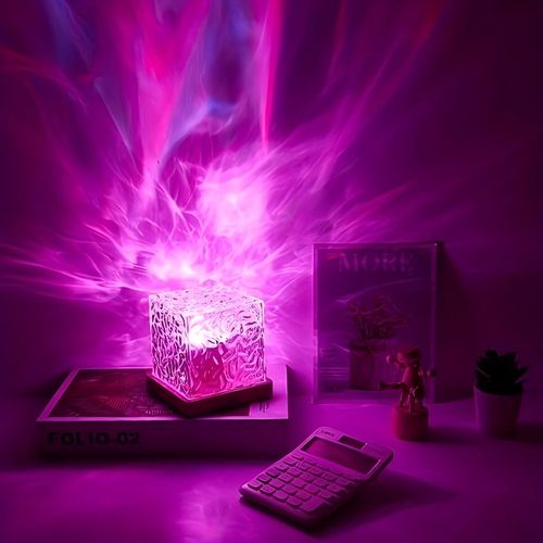 Water ripple atmosphere lamp, 16 colors adjustable touch control, remote control, USB charging, dynamic rotating water ripple, romantic fairy lamp, aurora shadow night light, creates a romantic atmosphere, suitable for weddings, proposals, parties, birthday gifts, Valentine's Day, Christmas, home decoration, bedroom decoration, birthday decorations, etc.