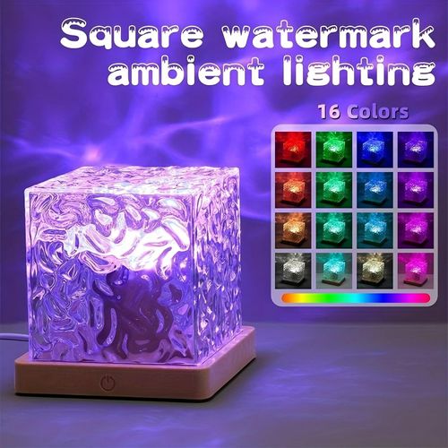 Water ripple atmosphere lamp, 16 colors adjustable touch control, remote control, USB charging, dynamic rotating water ripple, romantic fairy lamp, aurora shadow night light, creates a romantic atmosphere, suitable for weddings, proposals, parties, birthday gifts, Valentine's Day, Christmas, home decoration, bedroom decoration, birthday decorations, etc.