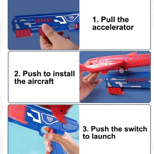Catapult aircraft gun toy with light