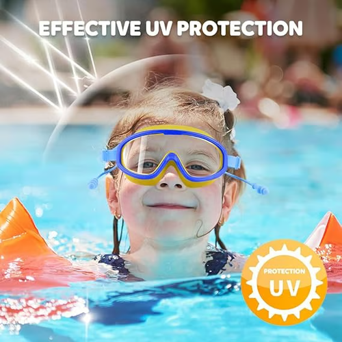 🔥HD children's large frame waterproof and anti-fog swimming goggles