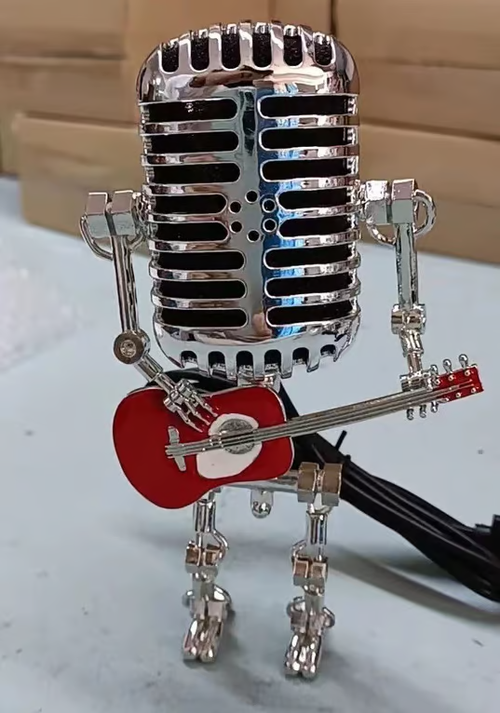 Vintage Metal Microphone Robot Desk Lamp