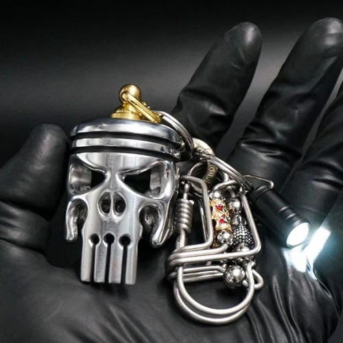Piston art skull keychain （pendantflashlight）