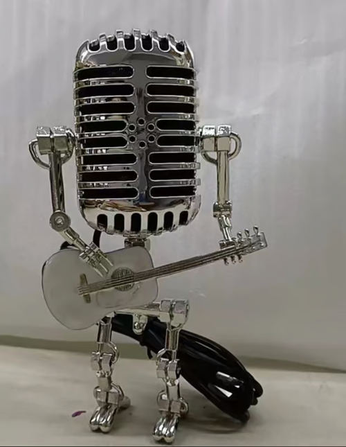 Vintage Metal Microphone Robot Desk Lamp