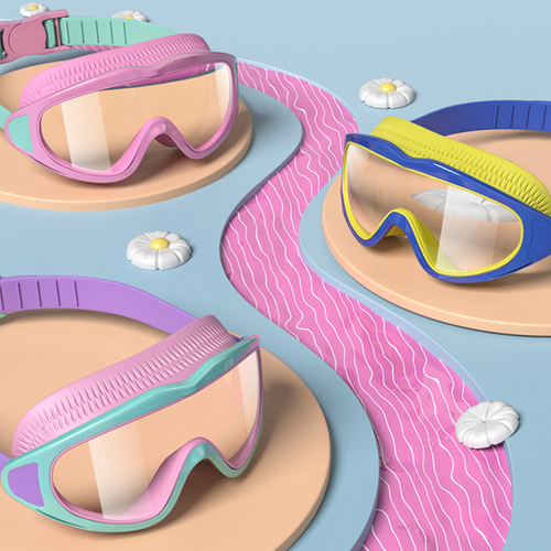 🔥HD children's large frame waterproof and anti-fog swimming goggles