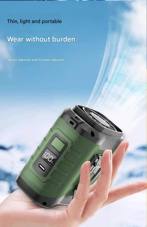 Portable Waist Clip & Neck Fan | USB Rechargeable with LED & Power Bank