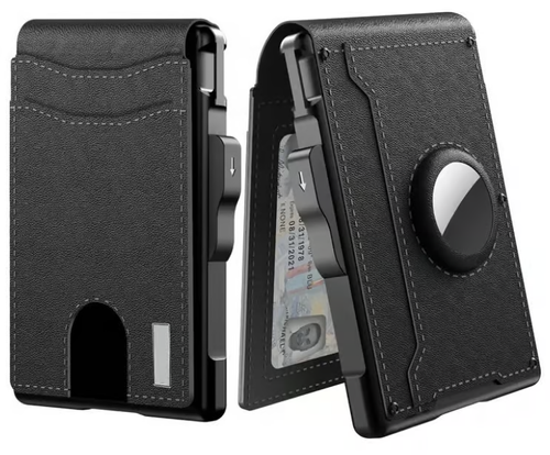 🔥Wallet for Men - with Pop Up Aluminum Case Money Clip Slim Leather Slots Credit Card Holder RFID Blocking Bifold Minimalist Wallet