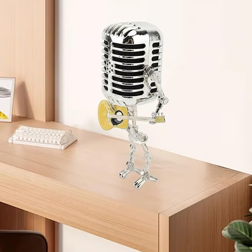 Vintage Metal Microphone Robot Desk Lamp