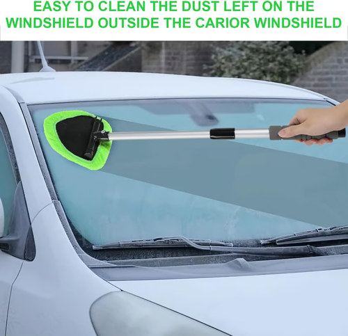 🔥Microfiber Car Windshield Cleaning Tool with Extendable Handle