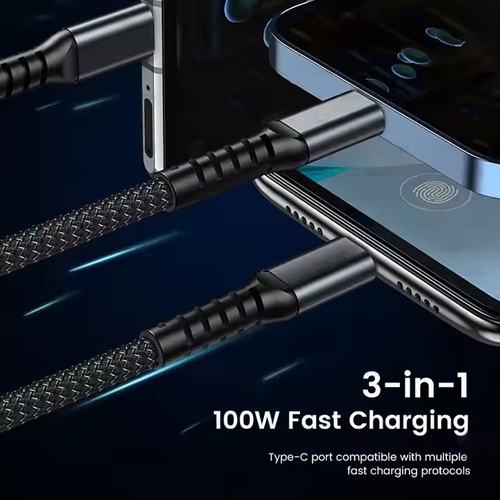 Transparent Luminous Super Fast Charging 3-in-1 Data Cable