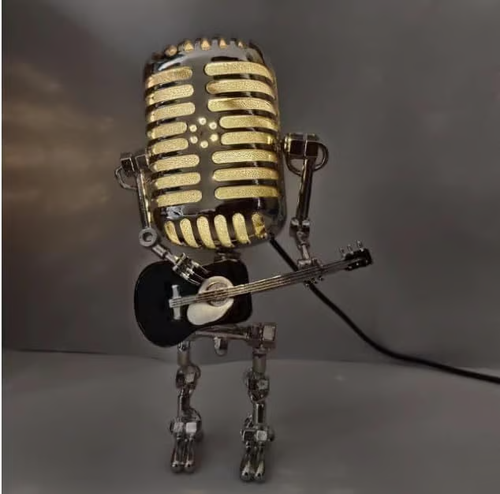 Vintage Metal Microphone Robot Desk Lamp