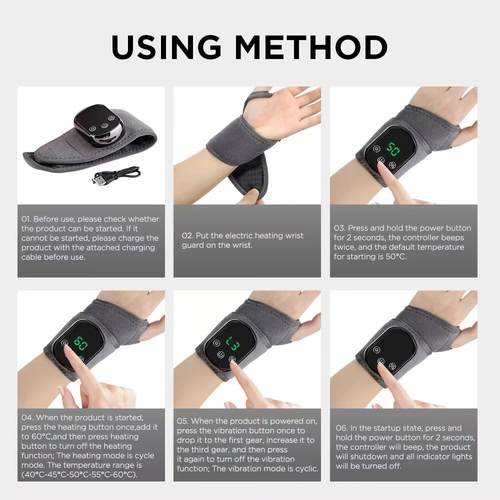 Three-speed vibration heat therapy massager for hands and feet