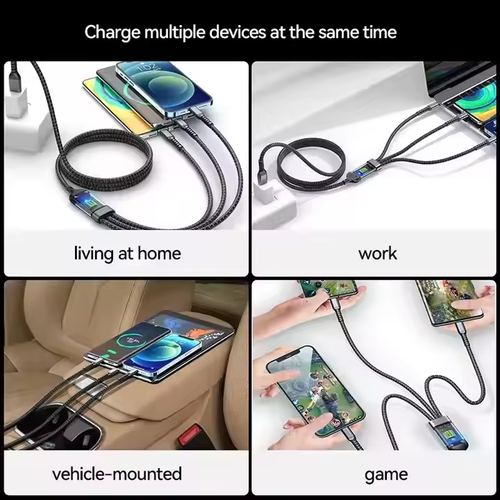 Transparent Luminous Super Fast Charging 3-in-1 Data Cable