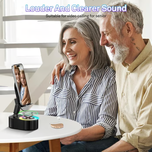 Cell Phone Stand with Induction SpeakerPower BankAtmosphere Light