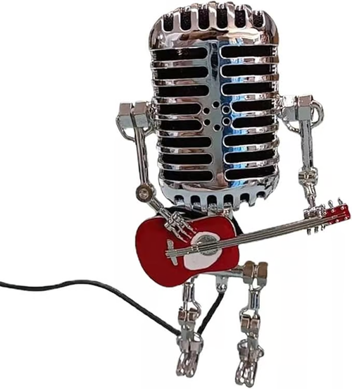 Vintage Metal Microphone Robot Desk Lamp