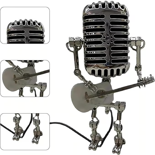 Vintage Metal Microphone Robot Desk Lamp