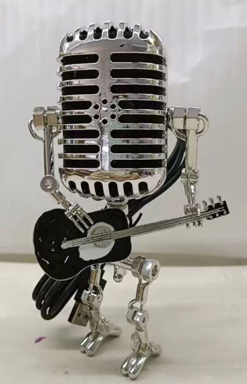 Vintage Metal Microphone Robot Desk Lamp