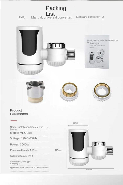 No installation required for hot water faucets