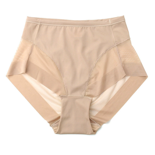 Mid-waist women's transparent mesh briefs, waist and abdomen comfortable ice silk women's underwear large size, buy 1 get 3 free