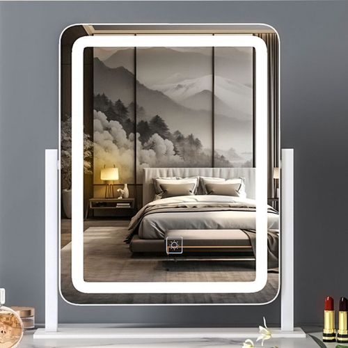 360° Rotation Smart Touch Control LED Makeup Mirror Dimmable 3 Colors Modern Design Customizable Golden Yellow Vanity Mirrors