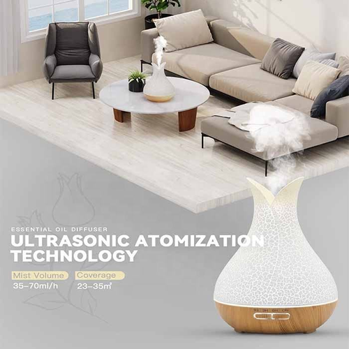 Aroma diffuser set Wood Grain Essential Oil Remote Ultrasonic Humidifier with Ambient Light for Office Home 400ml🔥 +Free a bottle of rose essential oil