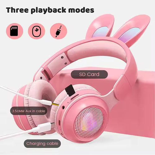 Rabbit headphones, pink rabbit