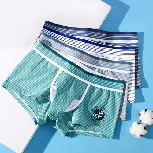 Men's Underwear Elephant Dry Pants Breathable Fashion Striped Separate Pocket Boxer Shorts, Color: Black