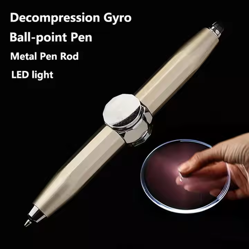 Creative multifunctional metal fingertip gyroscope pen with LED decompression pen ballpoint pen