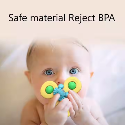 3PCS Baby Bath Toy Set ABS Cartoon Suction Cup Spinning Top Toy Baby Fidget Bath Spinning Toy