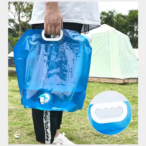 Outdoor Portable Liquid Spray Bag Plastic Foldable Drinking Water Bag, 10L, Blue, with Tap
