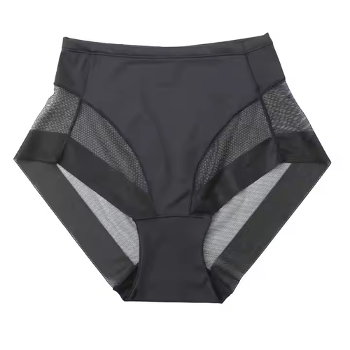 Mid-waist women's transparent mesh briefs, waist and abdomen comfortable ice silk women's underwear large size, buy 1 get 3 free