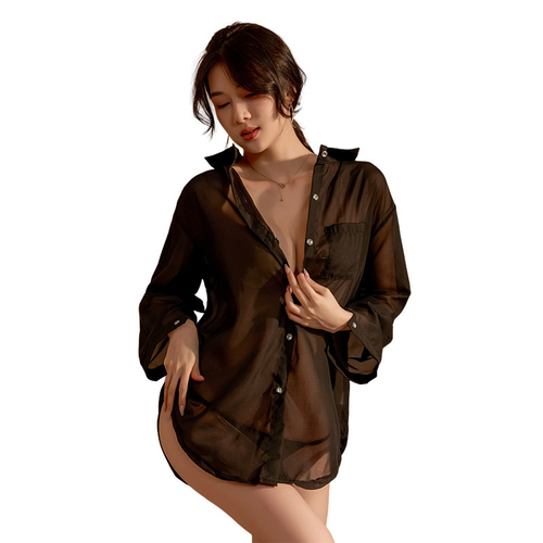 Women's transparent shirt set home temptation flirting pajamas shiny suspenders women's sexy lingerie plus size women's underwear, black free T pants