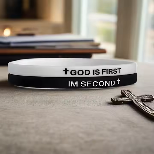 GOD IS FIRST silicone bracelet with letters God is first 5mm width thin narrow edge sports wristband, 3 pairs of different styles
