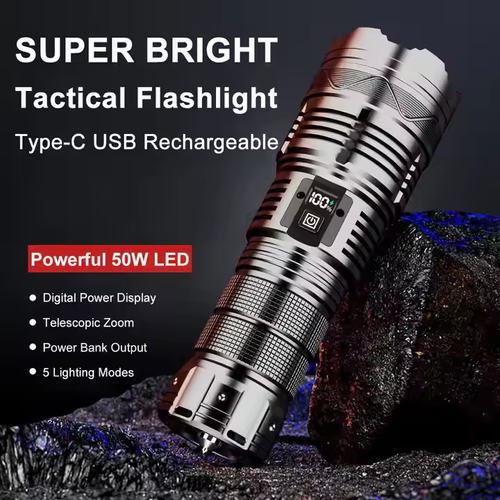 Super bright white laser outdoor flashlight zoom LED long-range multi-function flashlight