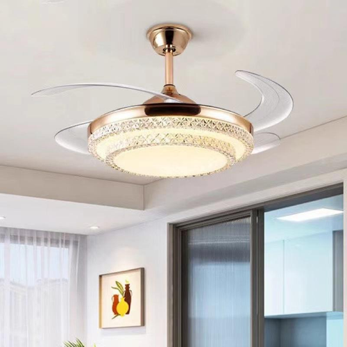 LED Ceiling Fan Dc Silent Motor 6 Speed Remote Control Modern Led Retractable Ceiling Fan