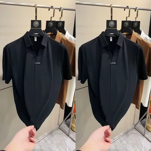 Camiseta masculina nova de algodão puro de alta qualidade, cor sólida, manga curta, camiseta leve e respirável para negócios