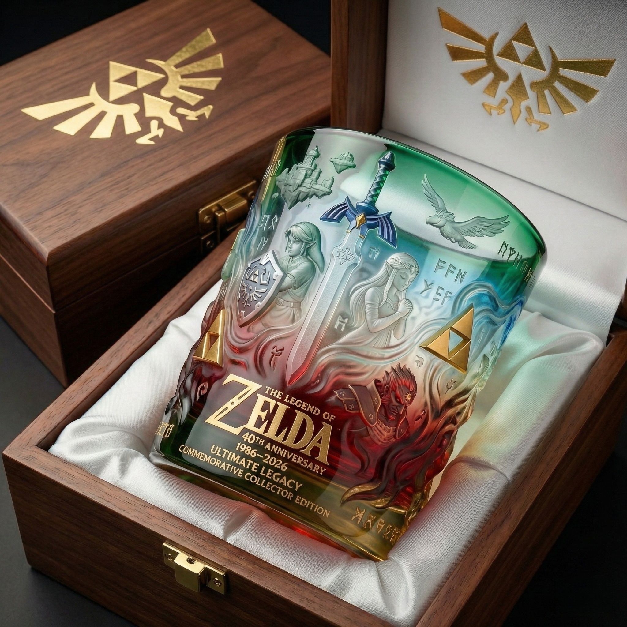 🥃Die Legende von Zelda-Whisky glas zum 40. Jahrestag