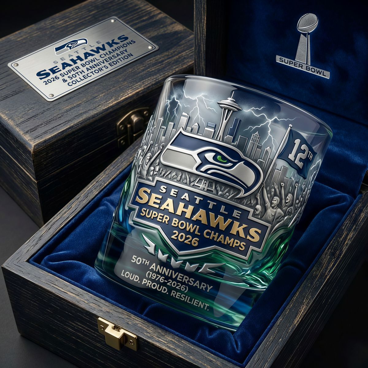 Seattle Seahawks Super Bowl LX Champions Gedenk-Whisky glas