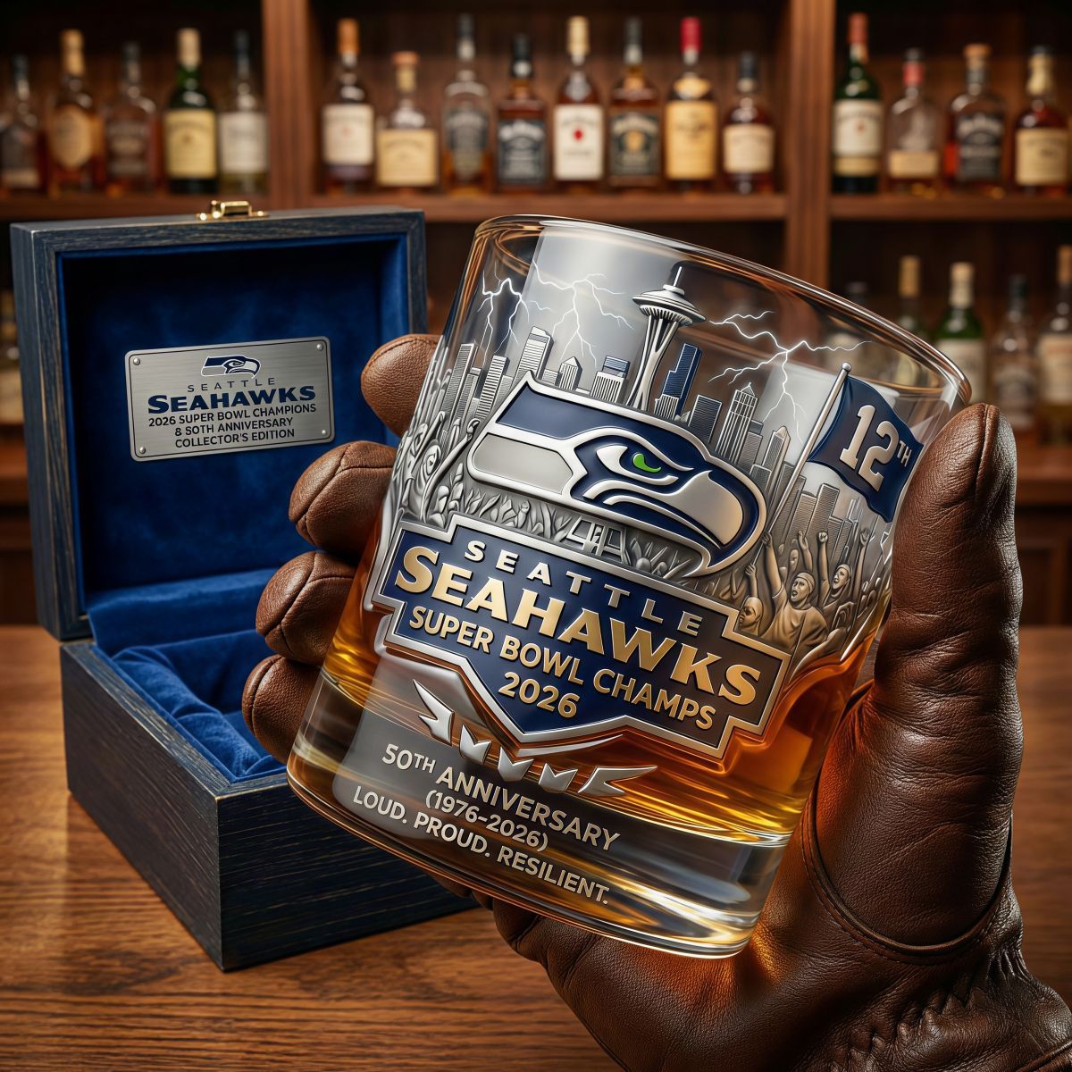 Seattle Seahawks Super Bowl LX Champions Gedenk-Whisky glas