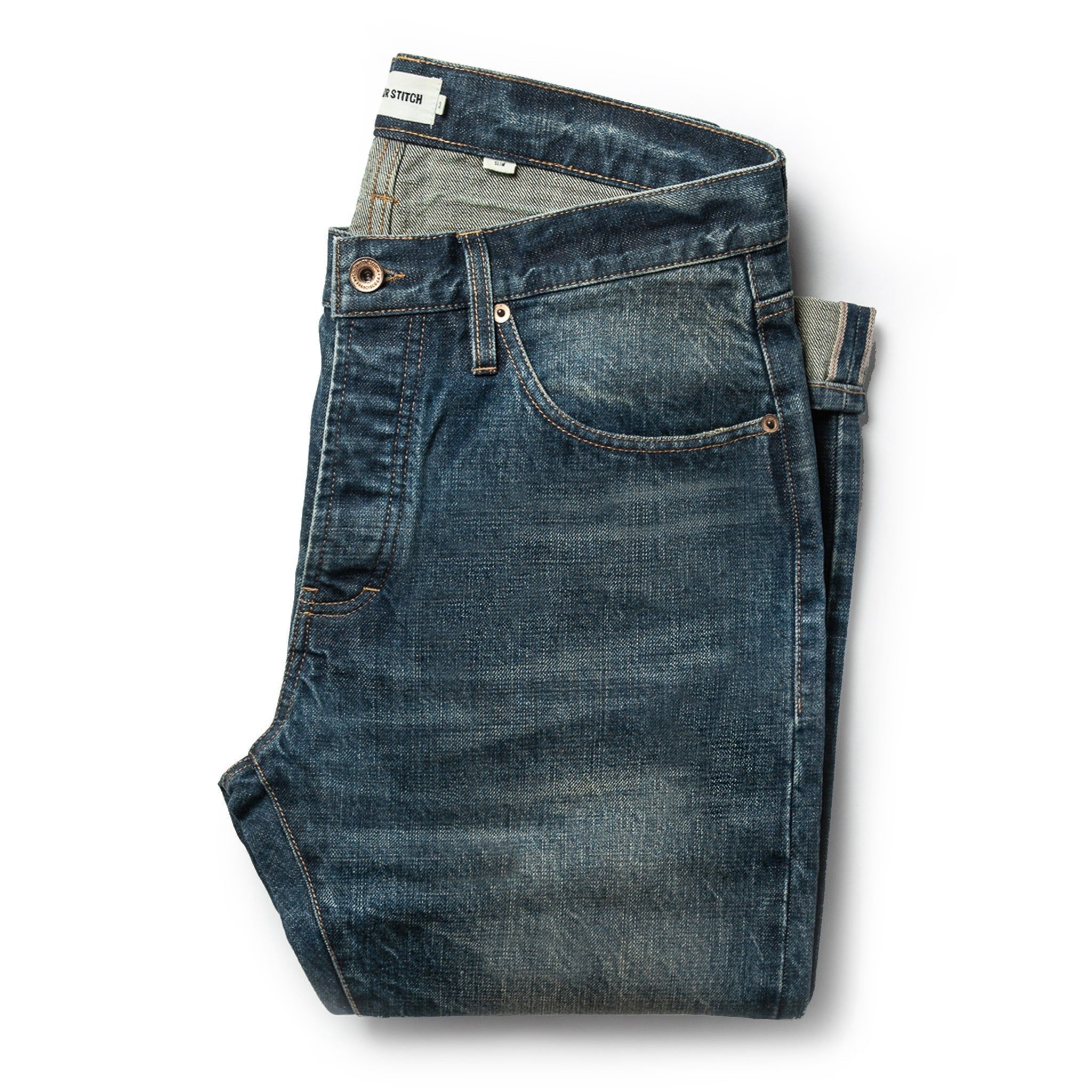 Auece Slim Jean in Organic Selvage 12-month Wash