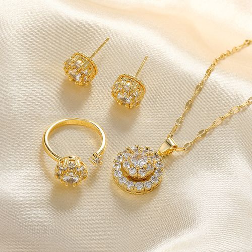 925 Silver Stud Earrings Micro Set Zircon Earrings Titanium Steel Necklace