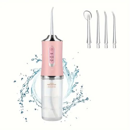 4-in-1 Rechargeable Oral Irrigator: Portable, Wireless Dental Care Flosser with USB Charging for Healthy Gums & Travel