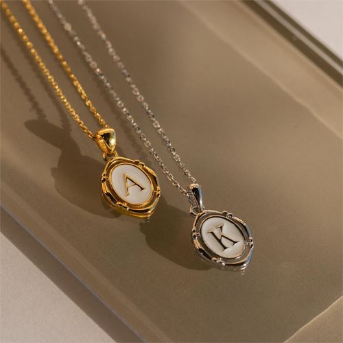 Square Pendant Necklace Stainless Steel Chain