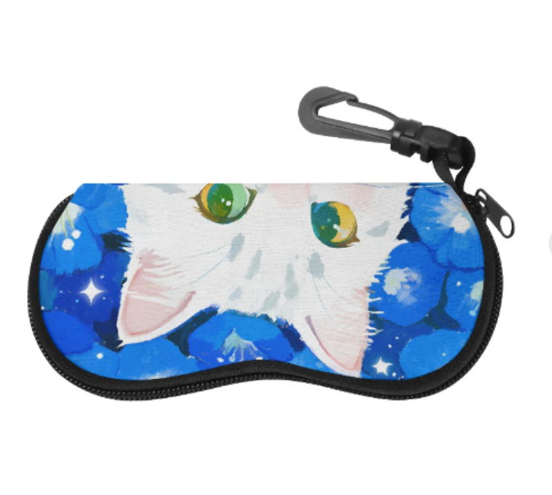 治癒系貓咪眼鏡盒近視鏡墨鏡盒防摔防壓高顏值高級治癒系風皮質來圖定制 可一件定制