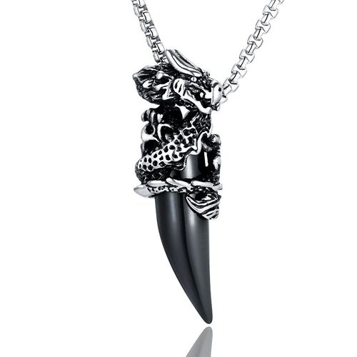 Stainless Steel Ornament Wolf Tooth Pendant Titanium Steel Necklace Men's Accessories