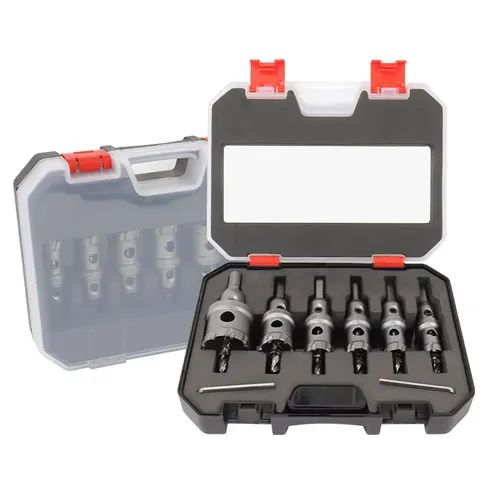 🔥 Carbide cutting tool for metal. High-speed steel titanium-coated sawtooth hole opener, aluminum plate and iron plate punching, natural color drill bit 16-35mm, 7-piece tool set 556 sales
