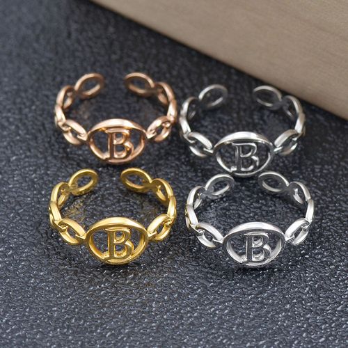 Stainless Steel Bracelet With 26 English Letters Ring Female Adjustable