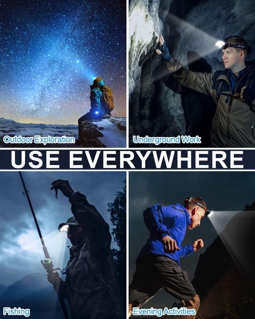 Rechargeable Headlamp, 8 LED 18000 High Lumen Bright Headlamp with Red Light, IPX4 Waterproof USB Headlight, Head Lamp, 8 Modes for Outdoor Running Hunting Hiking Camping Gear