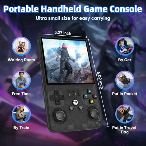 R36 Max Retro Handheld Game Console, Video Game Console with 64G Built-in 18000+ Games, 4000mAh Rechargeable, Support 30+ Simulators, Linux System, 4.0 Inch IPS Screen Portable Pocket Arcade, Black